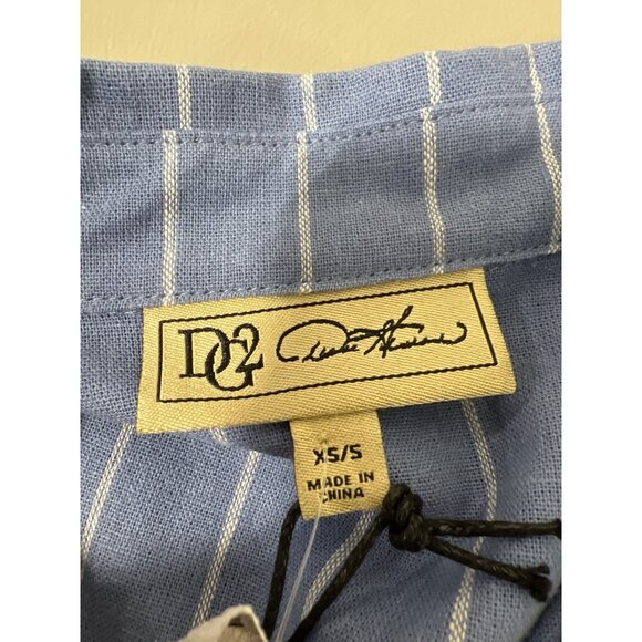 DG2 by Diane Gilman Shirt XS/Small Striped Short Sleeve Blue White Coastal NEW - Picture 4 of 9